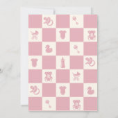 Pink Checked Baby shower Invitation Kaart (Achterkant)