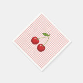 Pink Checked Paper Plates with Cherries  Servet (Hoek)