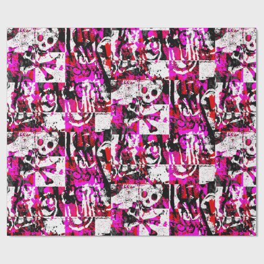 Pink Checker Graffiti Wrapping Paper Cadeaupapier (Vlak)