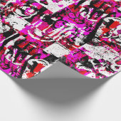 Pink Checker Graffiti Wrapping Paper Cadeaupapier (Hoek)