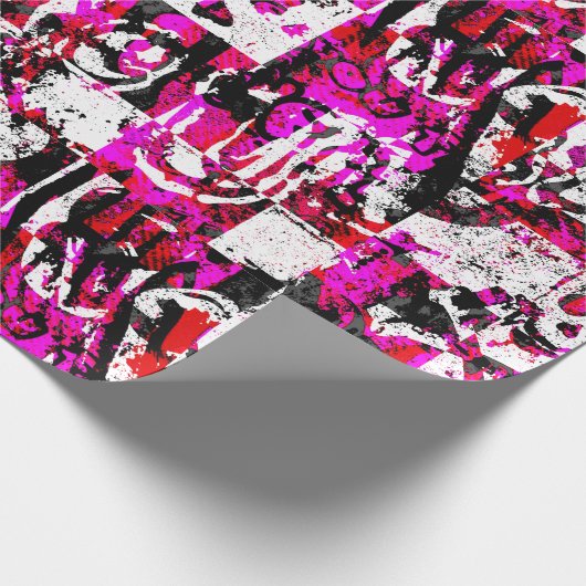 Pink Checker Graffiti Wrapping Paper Cadeaupapier (Hoek)