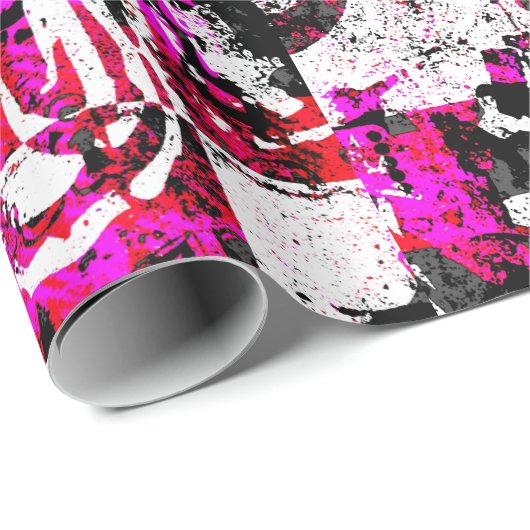 Pink Checker Graffiti Wrapping Paper Cadeaupapier (Rol Hoek)