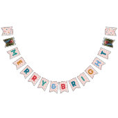 Pink Checkerboard Merry & Bright Bunting Banner (Alle)
