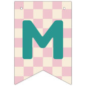 Pink Checkerboard Merry & Bright Bunting Banner (Derde vlag)