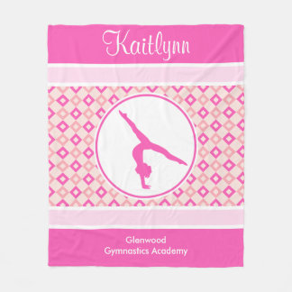 Pink Checkered Diamonds Gymnastiek met monogram Fleece Deken