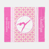 Pink Checkered Diamonds Gymnastiek met monogram Fleece Deken (Voorkant (Horizontaal))