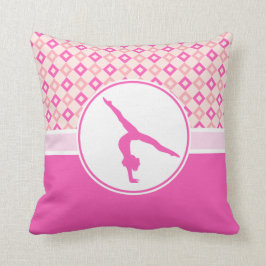 Pink Checkered Diamonds Gymnastiek met monogram Kussen