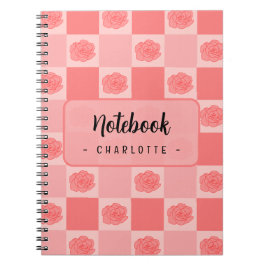 Pink Checkered Floral Notitieboek