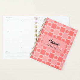 Pink Checkered Floral Planner