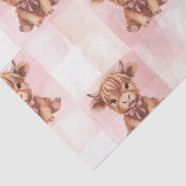 Pink Checkered Highland Cow Cute Gift Wrap Tissuepapier (Detail)