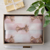 Pink Checkered Highland Cow Cute Gift Wrap Tissuepapier (Geschenk)