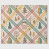 Pink Checkered Holiday Wrapping Paper Cadeaupapier (Vlak)