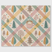 Pink Checkered Holiday Wrapping Paper Cadeaupapier (Vlak)