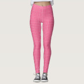 Pink checkered leggings displayed front and back  (Voorkant)