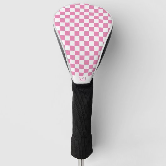 pink checkered monogram golfheadcover (Voorkant)