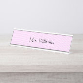 Pink Checkered Name Bord Bureau Naambordje (Voorkant)