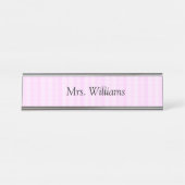 Pink Checkered Name Bord Bureau Naambordje (Voorkant)