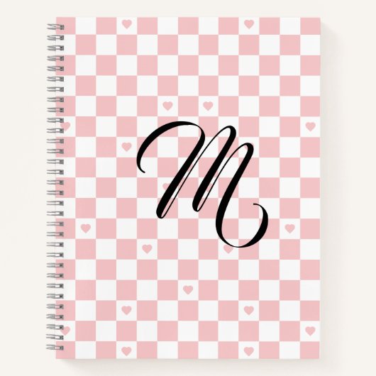 Pink Checkered Pattern Background Notitieboek (Voorkant)