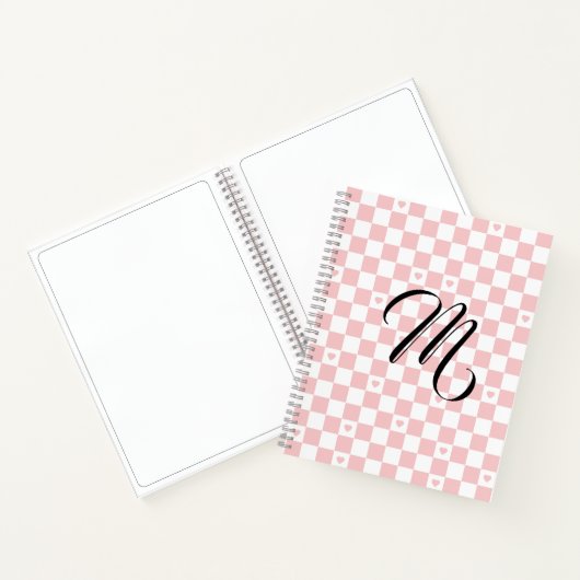 Pink Checkered Pattern Background Notitieboek (Binnen)