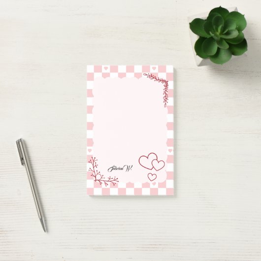 Pink Checkered Pattern Background Post-It Notes (Kantoor)