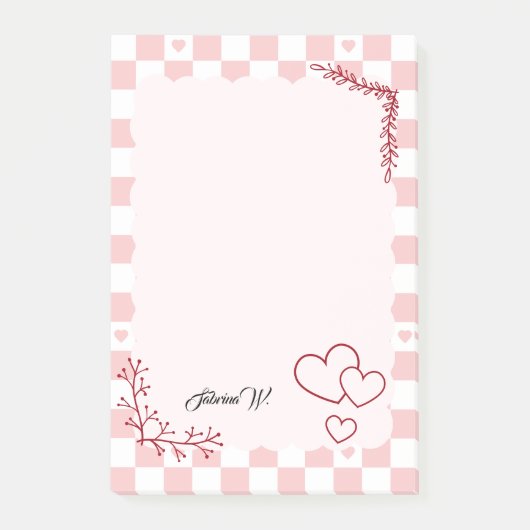 Pink Checkered Pattern Background Post-It Notes (Voorkant)