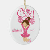 Pink Cheer Brunette Cheerleader Ornament (Rechts)