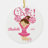 Pink Cheer Brunette Cheerleader Ornament (Voorkant)