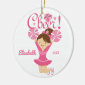 Pink Cheer Brunette Cheerleader Ornament (Links)