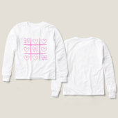 Pink Cheer Tic-Tac-Toe Valentine's Day Shirt  (Voorkant /achterkant)