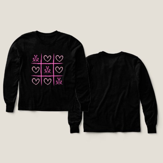 Pink Cheer Tic-Tac-Toe Valentine's Day Shirt (Voorkant /achterkant)
