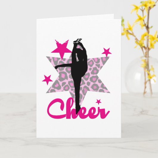 Pink Cheerleader Kaart (Gele Bloem)