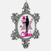 Pink Cheerleader Tin Sneeuwvlok Ornament (Links)