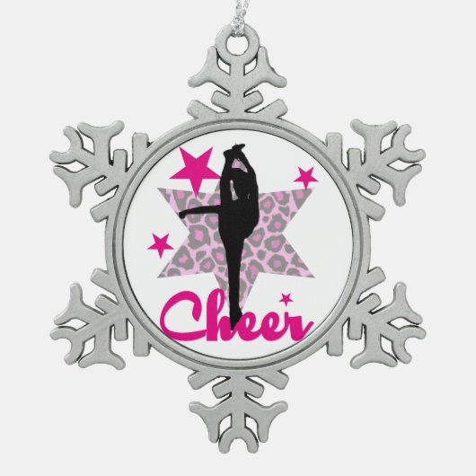 Pink Cheerleader Tin Sneeuwvlok Ornament (Voorkant)