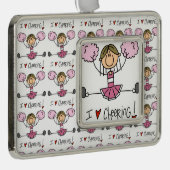 Pink Cheerleader Verzilverd Omlijst Ornament (Rechts)