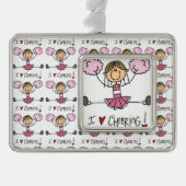 Pink Cheerleader Verzilverd Omlijst Ornament (Voorkant)
