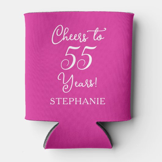 Pink Cheers to 55 Years 55th Birthday Can Blikjeskoeler (Voorkant)