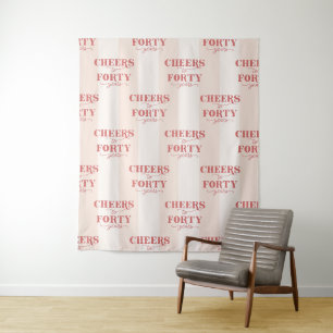 Pink Cheers to Forty Years 40th Birthday Backdrop Wandkleed