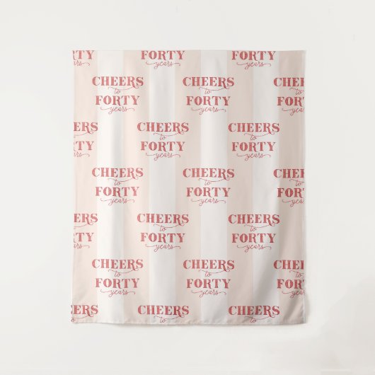 Pink Cheers to Forty Years 40th Birthday Backdrop Wandkleed (Voorkant)