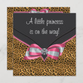 Pink Cheetah Princess Baby shower Kaart (Voorkant / Achterkant)