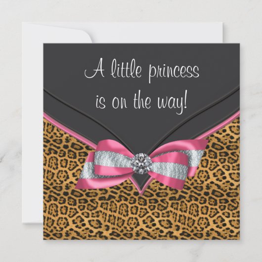 Pink Cheetah Princess Baby shower Kaart (Voorkant)