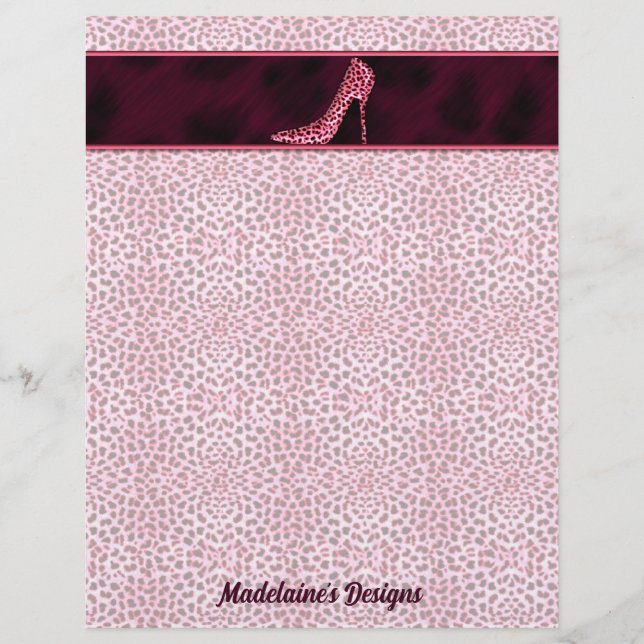 Pink Cheetah Print Business Briefhoofd Ontwerp (Voorkant)