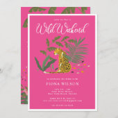 Pink Cheetah Wild Bachelorette Weekend Kaart (Voorkant / Achterkant)