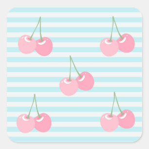 Pink Cherries Summer Vierkante Sticker