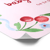 Pink Cherries Whimsical Retro Baby shower Welkom Poster (Hoek)
