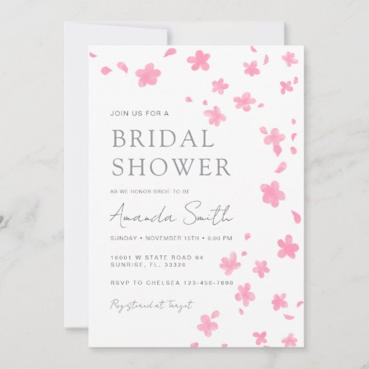 Pink Cherry Bloosom Vrijgezellenfeest Kaart (Voorkant)