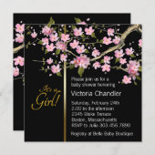 Pink Cherry Blossom Baby shower Kaart (Voorkant / Achterkant)