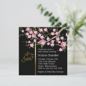 Pink Cherry Blossom Baby shower Kaart (Staand voorkant)