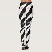 Pink Cherry Blossom Black White Brushstroke Patter Leggings (Achterkant)