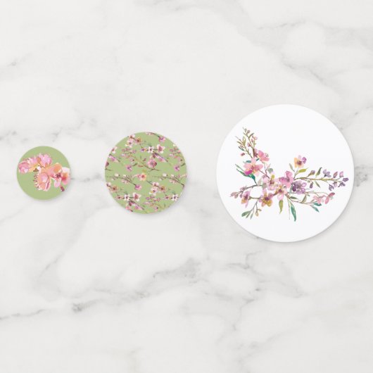 Pink Cherry Blossom Bloemen Bruiloft Confetti (Achterkanten)