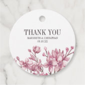 Pink Cherry Blossom Bloemen Bruiloft Dank u Bedankjes Labels (Voorkant)